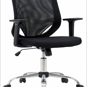 Chaise de Bureau Ergonomique en Maille Noire avec Accoudoirs et Roulettes