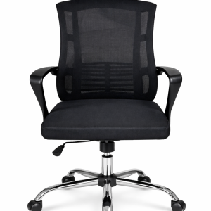 Chaise de Bureau Ergonomique en Maille Noire avec Appui-Tête et Roulettes