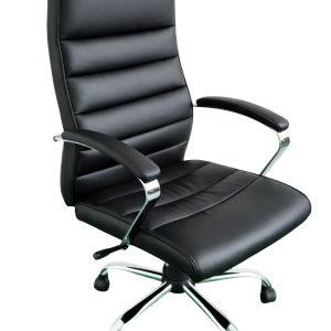 Fauteuil de Bureau de Direction en Simili Cuir Noir avec Accoudoirs et Roulettes